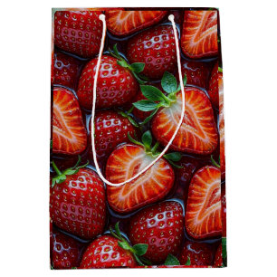 Juicy Fresh Red Strawberries Summer Fruit Pattern Medium Gift Bag