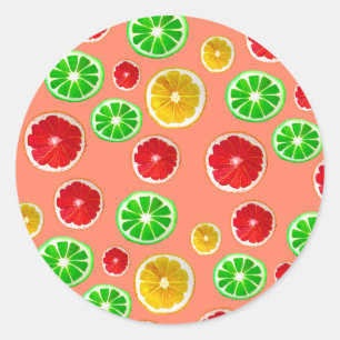 Juicy Fruit citrus fruit pattern Classic Round Sticker