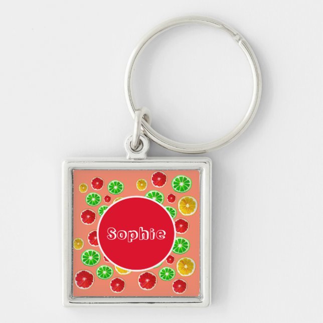 Juicy Fruit citrus fruit pattern Key Ring (Front)