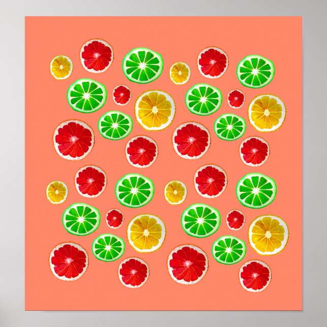 Juicy fruit colourful fruity pattern poster (Front)