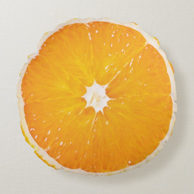 Juicy Fruit Orange Citrus Slice Round Cushion (Front)