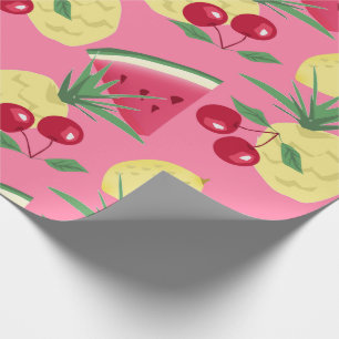 Juicy fruits on a pink-red background.  wrapping paper