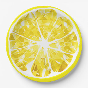 Juicy Gem Lemon Slice Citrus Fruit Party Patio Paper Plate
