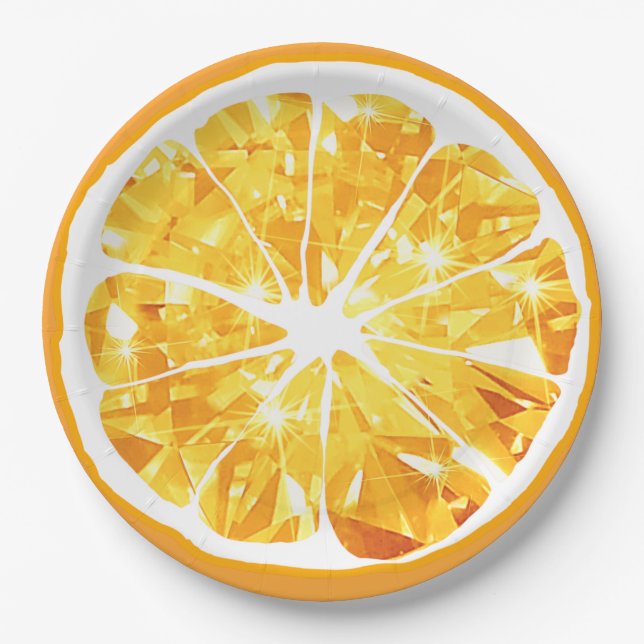 Juicy Gem Orange Slice Citrus Fruit Party Patio Paper Plate (Front)