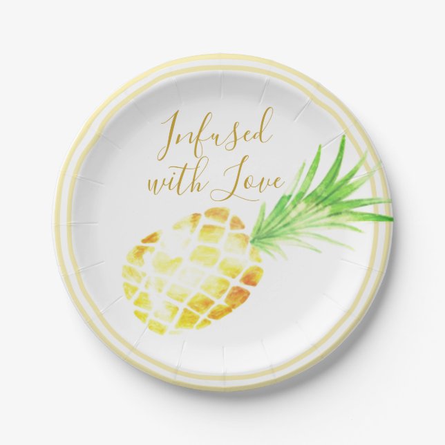 Juicy Golden Pineapple Paper Plate (Front)