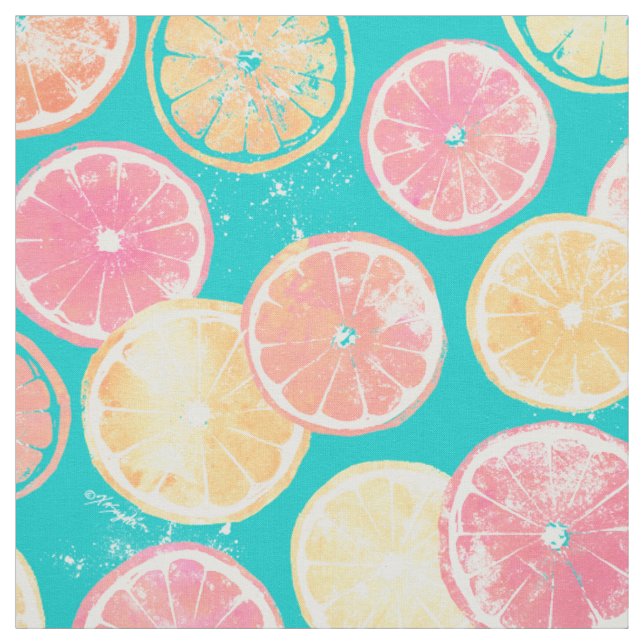 Juicy Grapefruit Slices Fabric (Swatch)