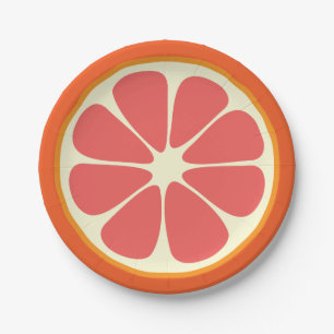 Juicy Grapefruit Summer Citrus Fruit Slice Kitchen Paper Plate