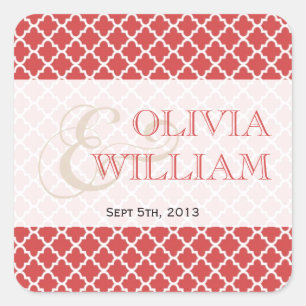 Juicy guava Moroccan tile ampersand modern wedding Square Sticker