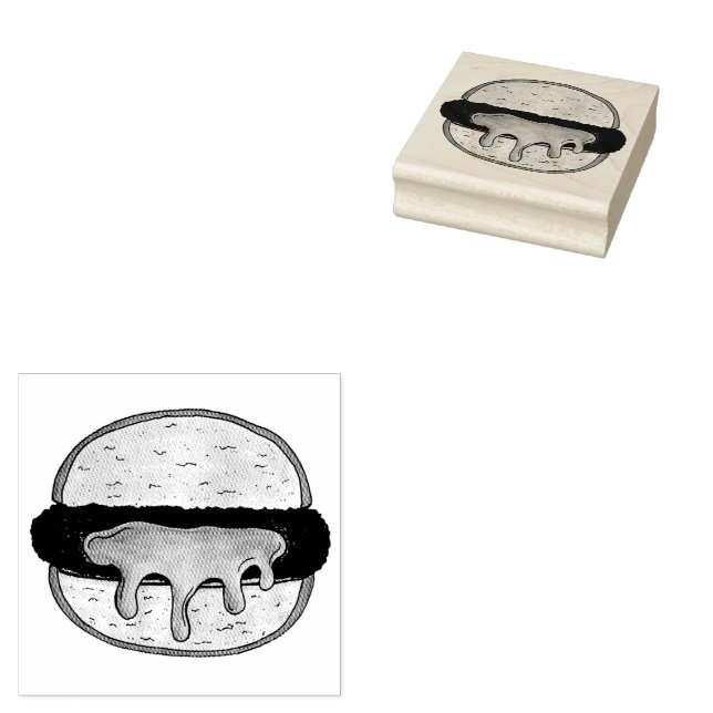 Juicy Jucy Lucy Minneapolis Minnesota Cheeseburger Rubber Stamp (Stamped)