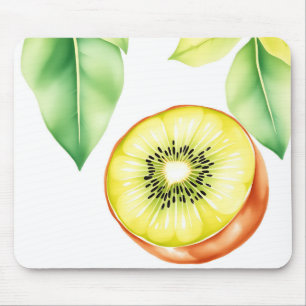 Juicy Kiwi in Watercolor on White Background Mouse Pad