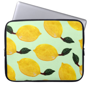 Juicy Lemon Blueberries: Watercolor Seamless Patte Laptop Sleeve