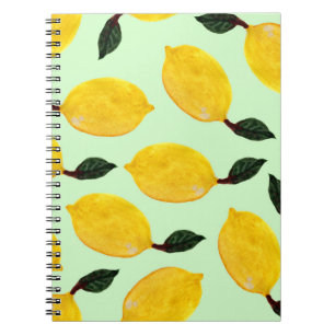 Juicy Lemon Blueberries: Watercolor Seamless Patte Notebook
