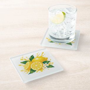 Juicy lemon glass coaster