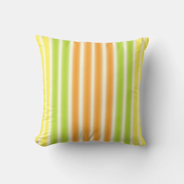Juicy Lemon Lime And Orange Citrus Fruit Stripes Cushion (Front)