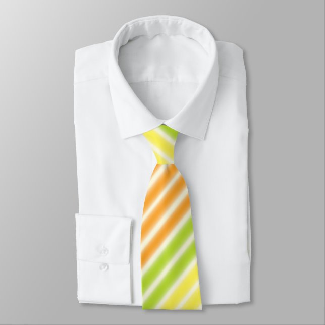 Juicy Lemon Lime And Orange Citrus Fruit Stripes Tie (Tied)