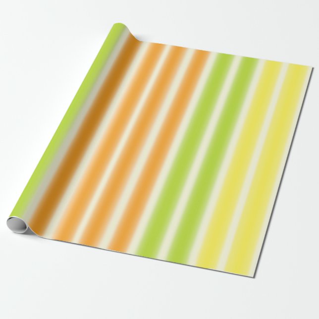 Juicy Lemon Lime And Orange Citrus Fruit Stripes Wrapping Paper (Unrolled)