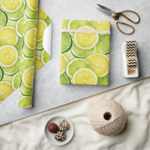 Juicy Lemon Lime Glossy Gift Wrapping Paper