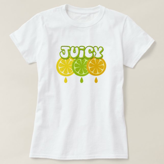 Juicy Lemon Lime Orange Fruit T-Shirt (Design Front)