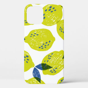 Juicy lemons: vintage seamless pattern. iPhone 12 case