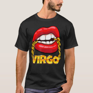 Juicy Lips Gold Chain Virgo Zodiac Sign  T-Shirt