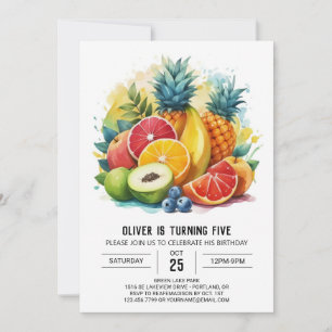 Juicy Online Boho Fruits Birthday Invitation