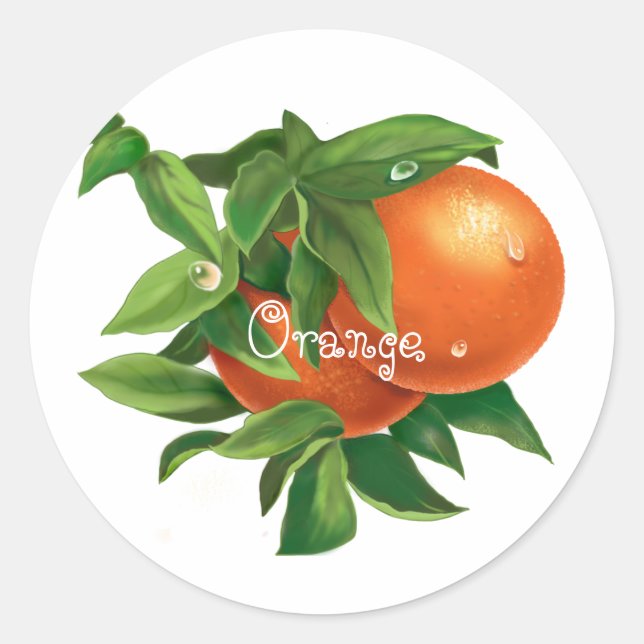 Juicy orange orange with water drops classic round sticker (Front)