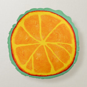 Juicy Orange Slice Custom Round Throw Pillow