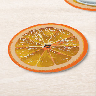 Juicy orange slice - fun Round Paper Coaster