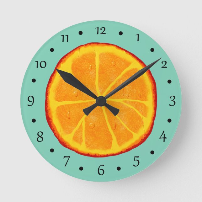 Juicy Orange Slice Round Clock (Front)
