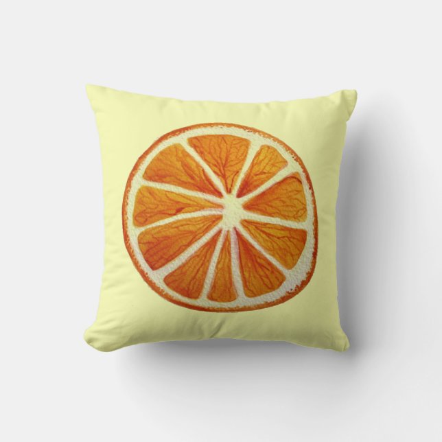 Juicy orange slice watercolor fruit pop art cushion (Front)