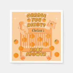 Juicy Orange You Ready Citrus Modern Baby Shower  Napkin