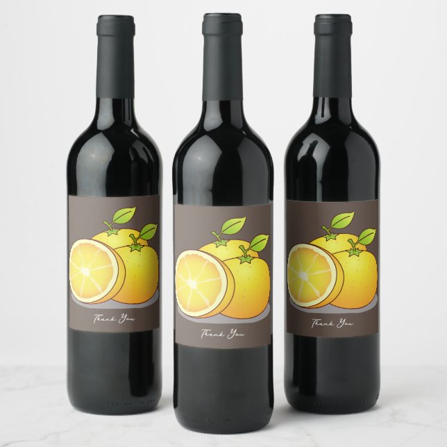 Juicy Oranges fruit art Wine Label (Bottles)