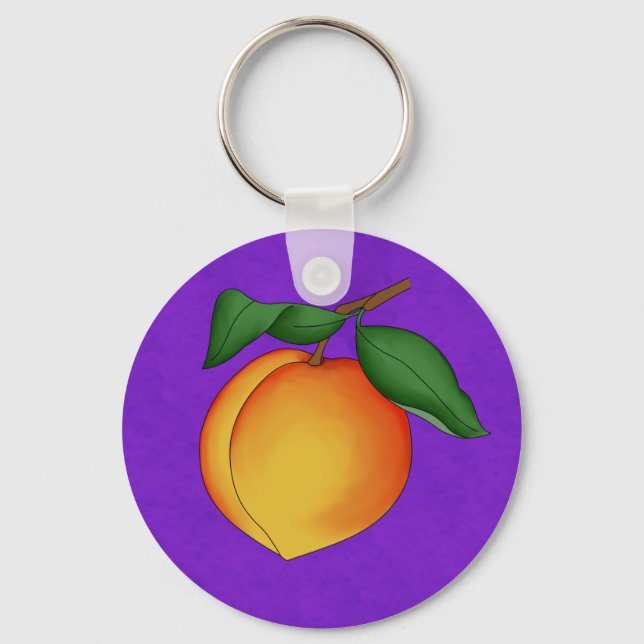 Juicy Peach & Purple Background Keychain (Front)