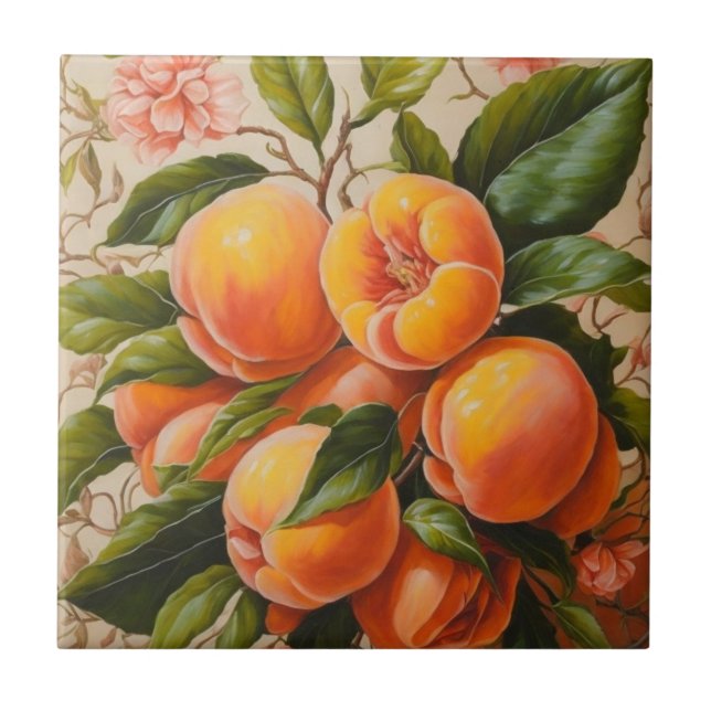 Juicy peaches  ceramic tile (Front)