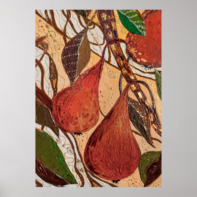 Juicy pear Fruit Botany Poster (Front)