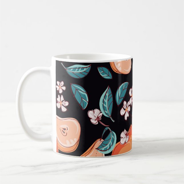 Juicy pears: hand-drawn fruit pattern. coffee mug (Left)