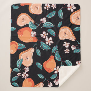 Juicy pears: hand-drawn fruit pattern. sherpa blanket