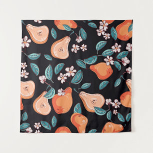 Juicy pears: hand-drawn fruit pattern. tapestry