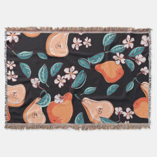 Juicy pears: hand-drawn fruit pattern. throw blanket