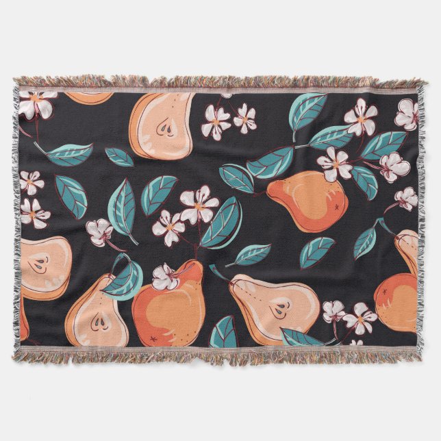 Juicy pears: hand-drawn fruit pattern. throw blanket (Front)