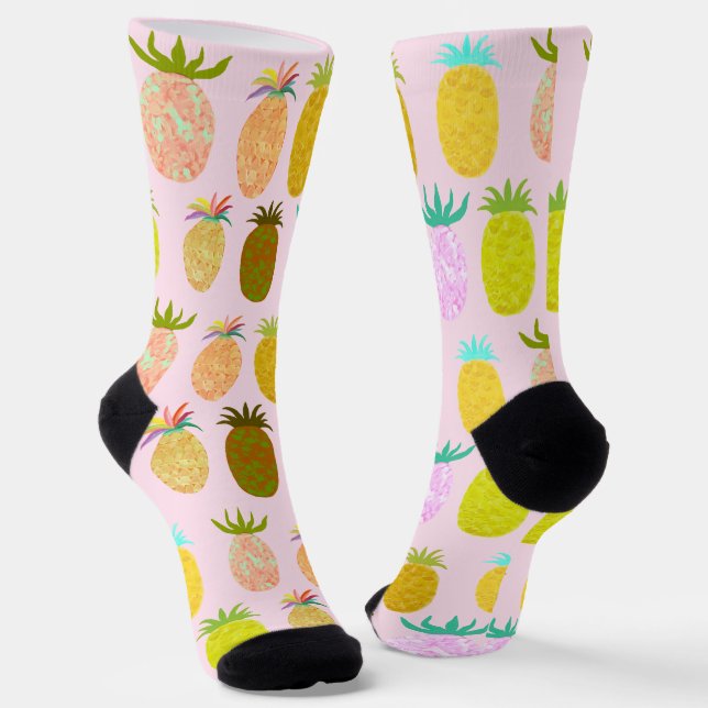 Juicy Pineapple Bubblegum Pattern Socks (Angled)