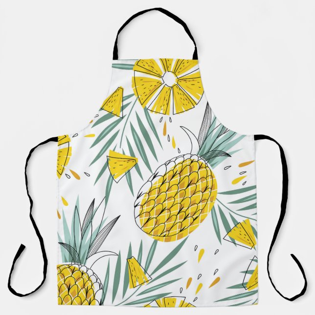 Juicy pineapples: bright vintage pattern. apron (Front)