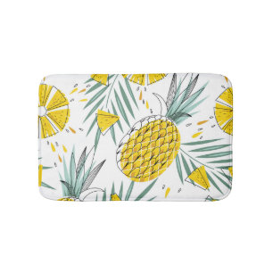 Juicy pineapples: bright vintage pattern. bath mat