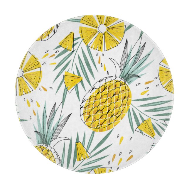 Juicy pineapples: bright vintage pattern. cutting board (Front)