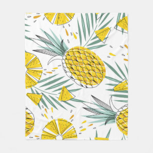 Juicy pineapples: bright vintage pattern. fleece blanket