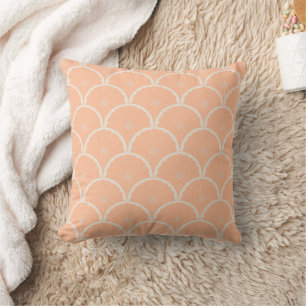 Juicy Pink Grapefruit Slice Scallop Pattern Peach Cushion
