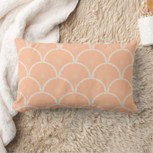 Juicy Pink Grapefruit Slice Scallop Pattern Peach Lumbar Cushion