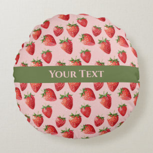 Juicy Pink: Spiralling Through Strawberry Fields Round Cushion