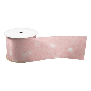 Juicy Pink Tiny Floral Print Pattern Satin Ribbon