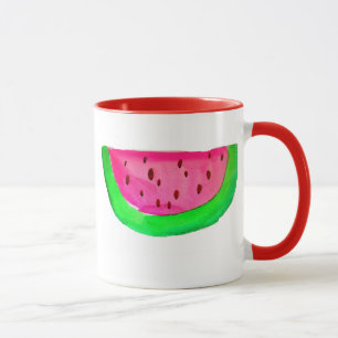 Juicy pink watermelon fruit art mug